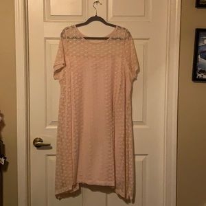 Pink knee length eyelet dress with slip